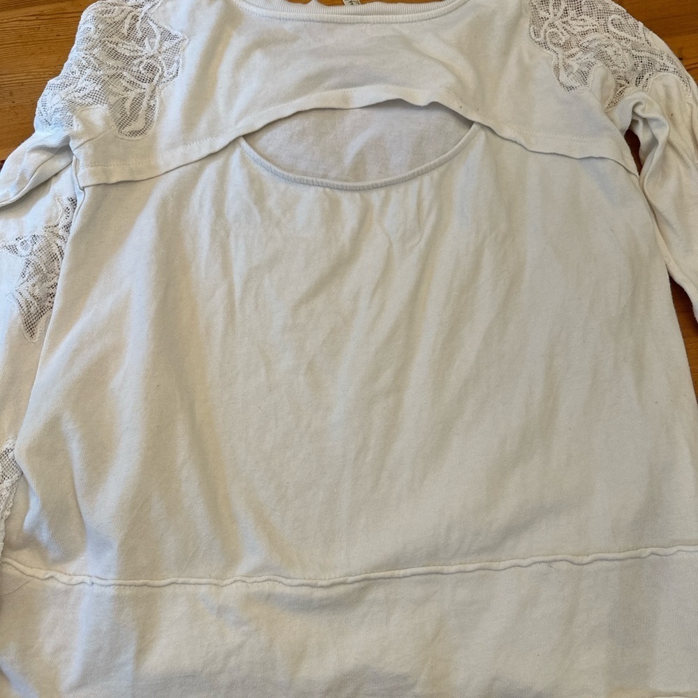 FREE PEOPLE Grandpa Jersey Outer Sunset Top in Ivory Lace women - S - Picture 6 of 11